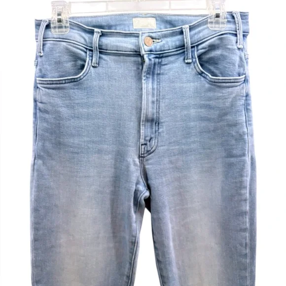 MOTHER The Hustler Fray Light Wash High-Rise Straight Leg Jeans, Size 29 - Picture 2 of 15